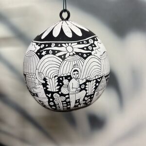 Black and White Handcrafted Clay Ornament